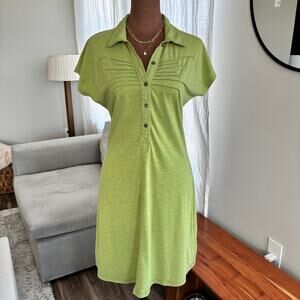 Prana Alessandra Kinley Golf Activewear Dress Green Pintuck Button Bodice XS